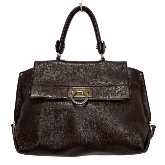 Auth Salvatore Ferragamo Medium Sophia BW-21A896 Bordeaux Leather - Handbag - Picture 1 of 8